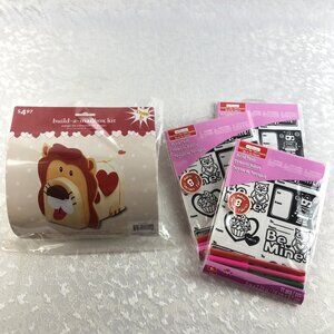 Valentine’s Crafts: Build-a-Lion-Mailbox & Creatology Velvet Coloring Cards NWT